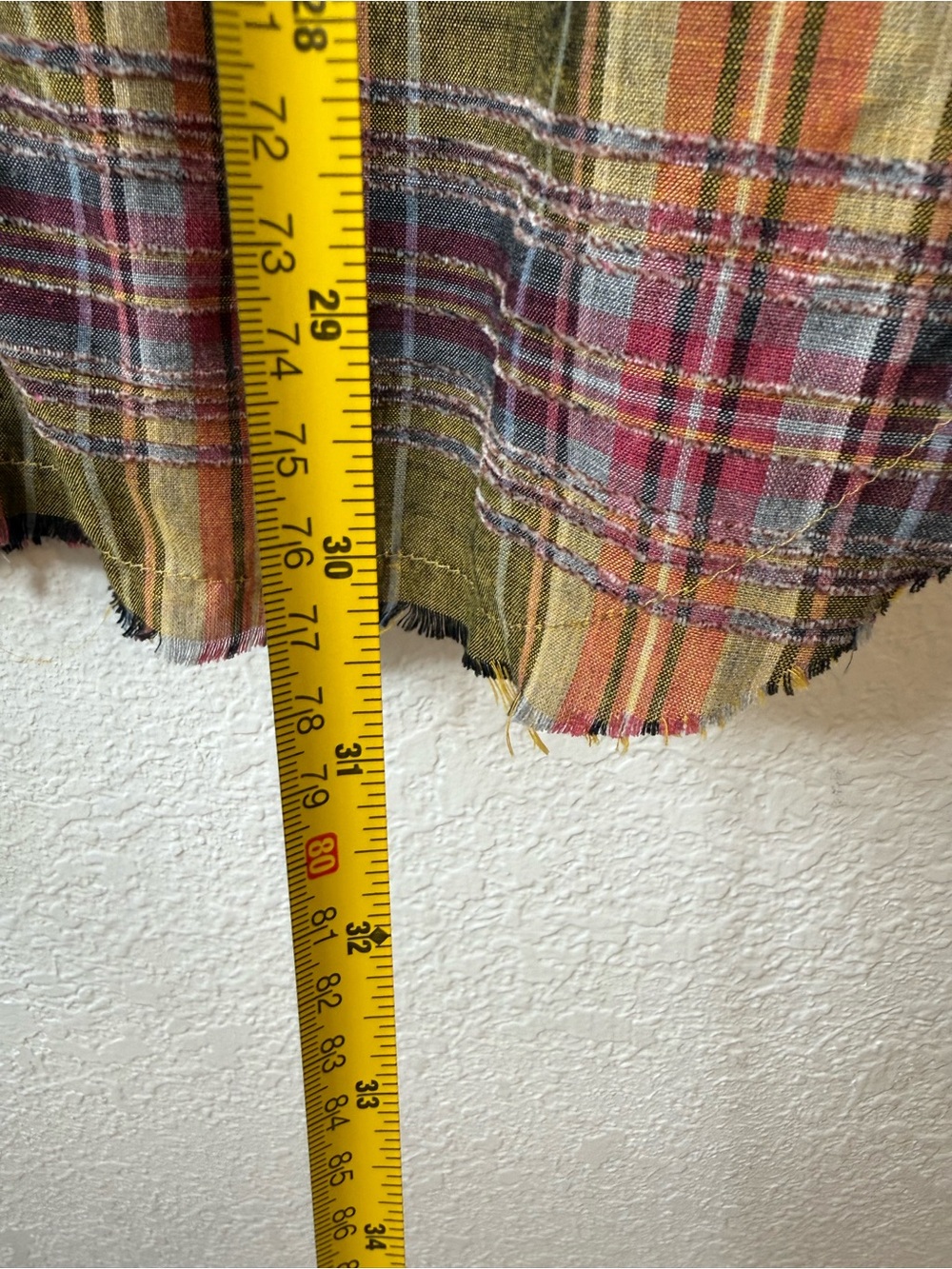 Oli & Hali Plaid Tiered Button Front Shacket Shirt Olive Purple Raw Hem Size M - Picture 5 of 11
